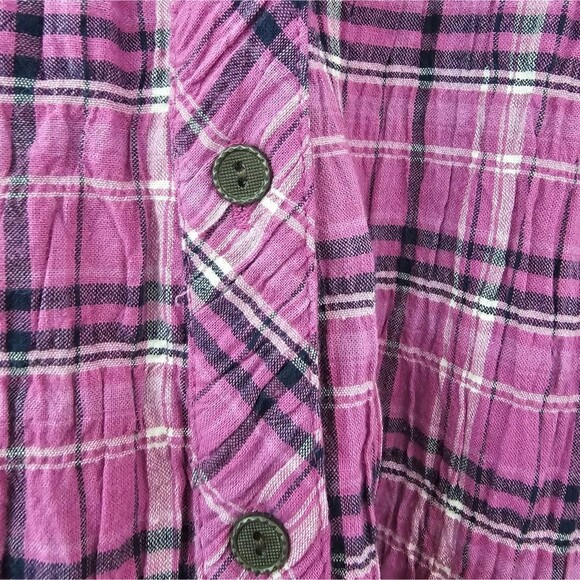 Allison Daley NWT Sz 1X Button Front Plaid Shirt Pink Purple Check Lightweight - Picture 6 of 16